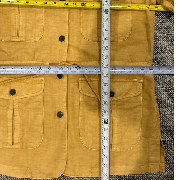 FAHERTY Linen Larkspur Field Barn Jacket Gold Yellow Cotton Blend Cargo Safari M - Picture 5 of 5